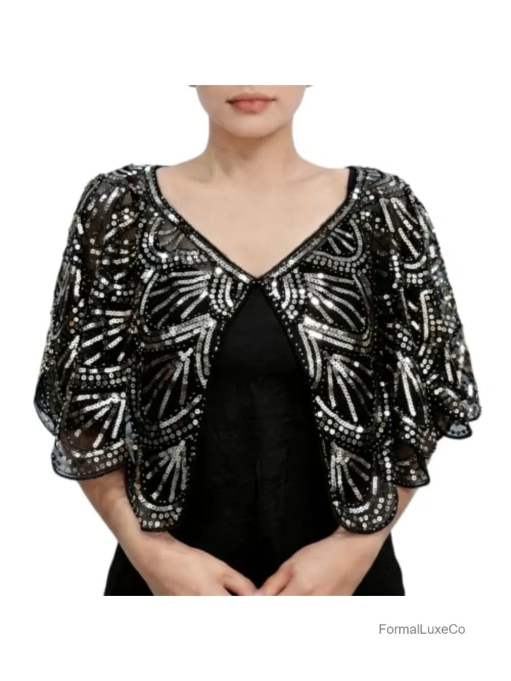 Sequined Flapper Cape Shawl for Weddings